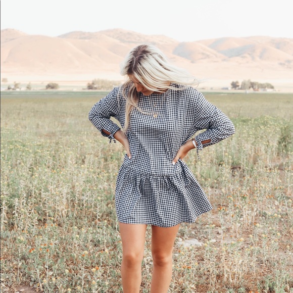 long sleeve gingham dress